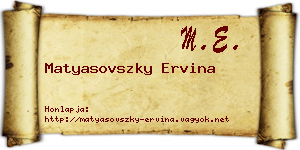 Matyasovszky Ervina névjegykártya